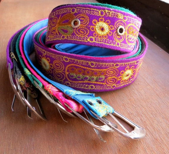 womens colorful embroidered belts with silver buckle. by PeruNz