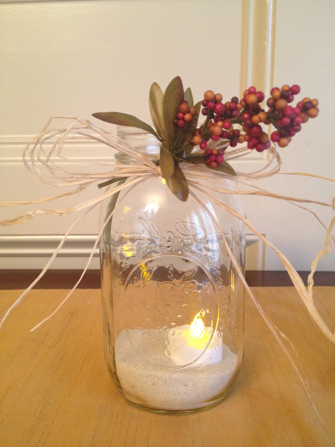 Mason Jar with Beautiful Rustic Look - Set of 3 - Wedding Centerpiece