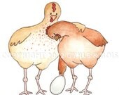 2 Chicks and an Egg (A high quality giclee print) - Celebrating Gay and Lesbian parents and their families.
