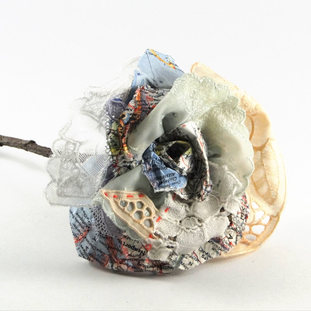 Lace and Paper Rose - Freshly Picked Fake Flower