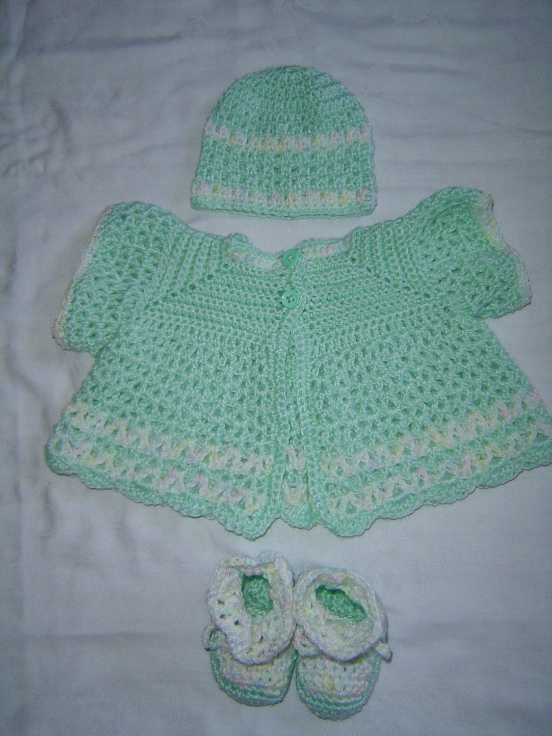 Angel Baby Jacket, Hat and Booties