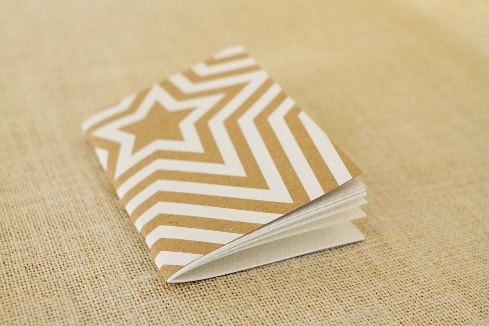 Small Notebook, Mini Notebook, Journal - Star on Kraft