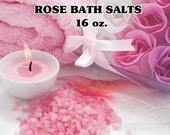 Rose Bath Salts  16 oz -  Aromatherapy Bath  -  Bath Salts -  Skin Care - Pure Essential Oils -  Bath And Body  -  Rose Scent