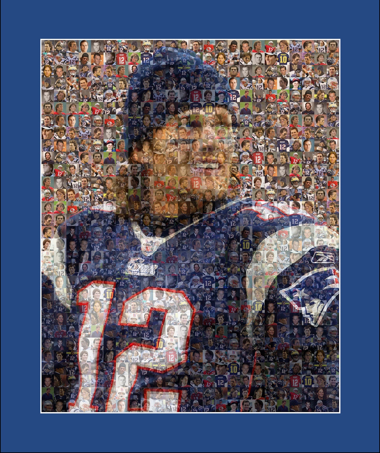 Tom Brady  Photo Mosaic Print Art-11x14" Matted