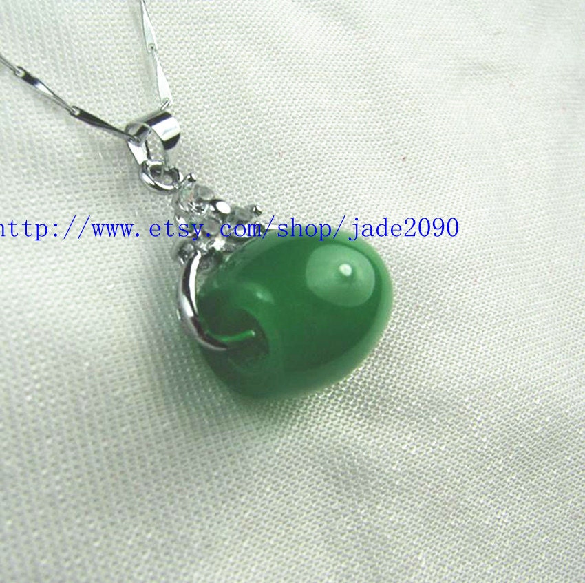 Free Shipping - Hand carved Natural Green jade Ball charm Pendant / choker / necklace - from jade2090
