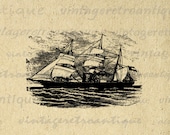 Digital Printable Ship Image Sail Boat Graphic Download Artwork Vintage Clip Art for Transfers Making Prints etc HQ 300dpi No.2796
