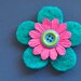 turquoise pink and blue and lime felt pin - badge