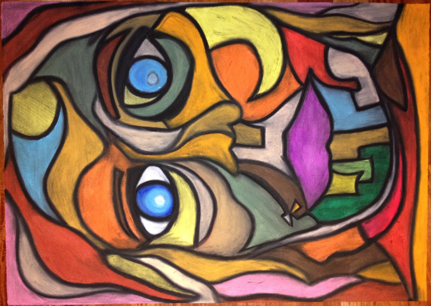 Woman Of Many Colors. 29 x 40, Paper, Oil pastels - JonathanNisenbaum Woman Of Many Colors. 29 x 40, Paper, Oil pastels - JonathanNisenbaum