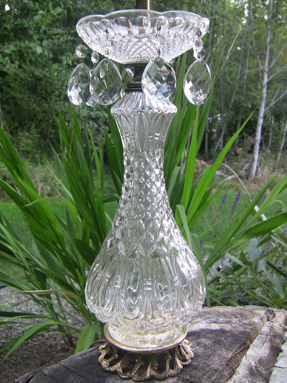 Stunning Crystal Prism Table Lamp-Shabby Chic-Romantic Lighting-Vintage Home Decor
