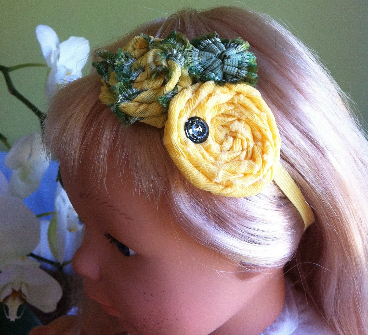 swarovski button headband, hairband for girl, for an adult, Easter - FairyDustHeadbands