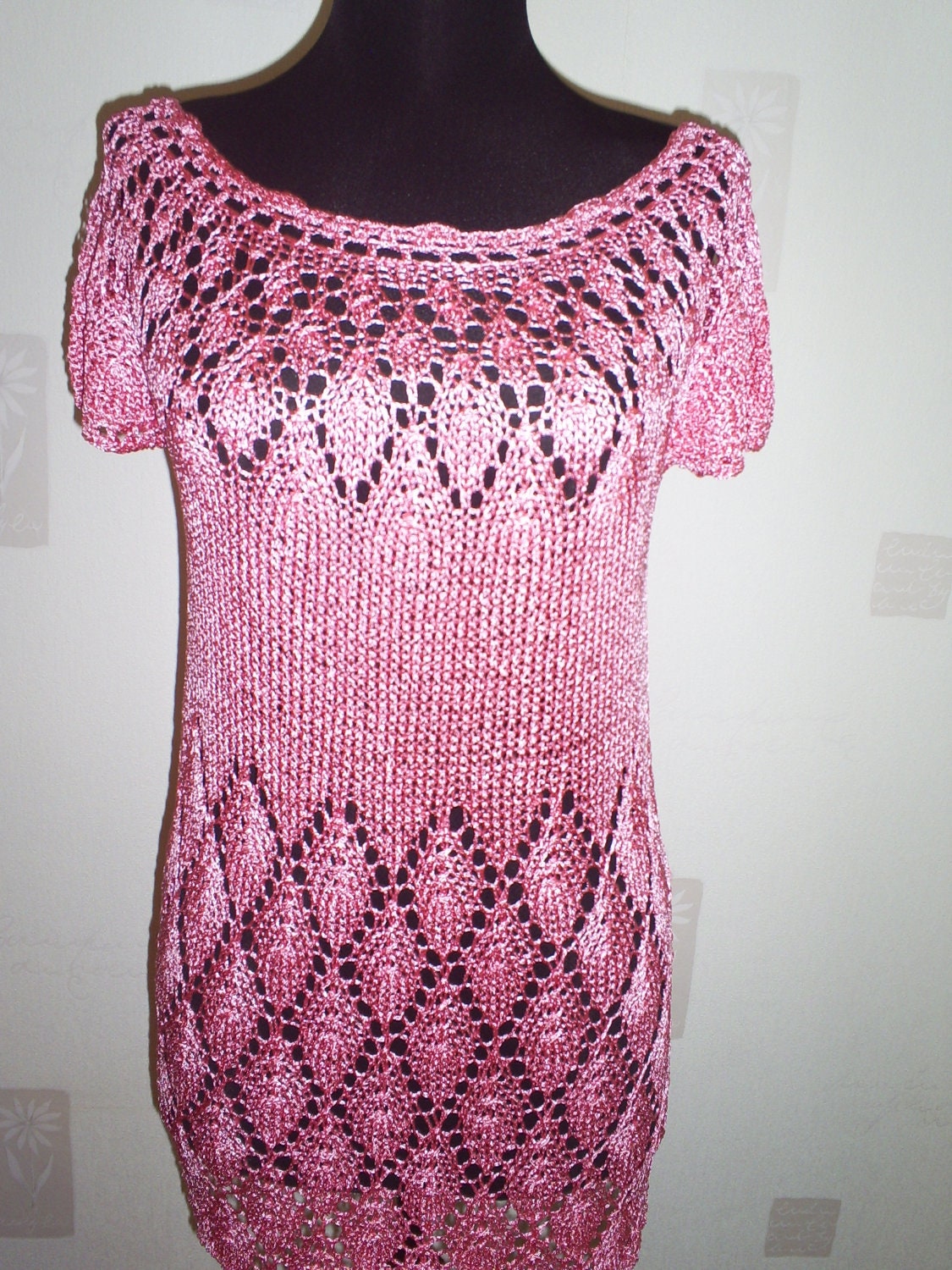 Elegant blouse in pink silk, ladies blouse, hand knitted blouse, silk blouse, fashion, tunic, summer, pink, women's clothing