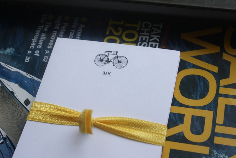 Vintage Bicycle Monogram or Name Custom Notepad - Preppy Personalized Notepad by AdorePrep (Set of 2)