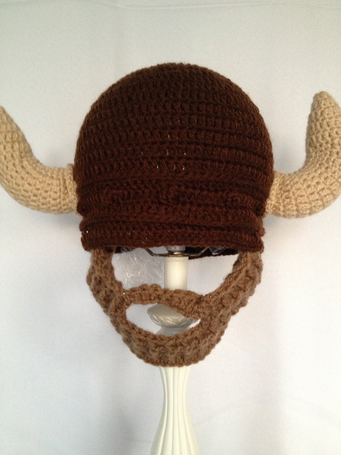 Viking Beard Hat, Brown crochet bearded beanie, please make sure to include the Size in your order