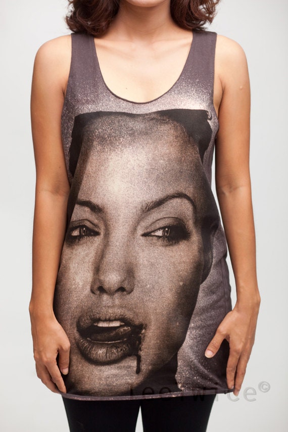 Angelina Jolie Shirt Sexy Movie Hollywood Shirt Women Tank Top Black Shirt Tunic Top Vest Sleeveless Women T-Shirt Size S M