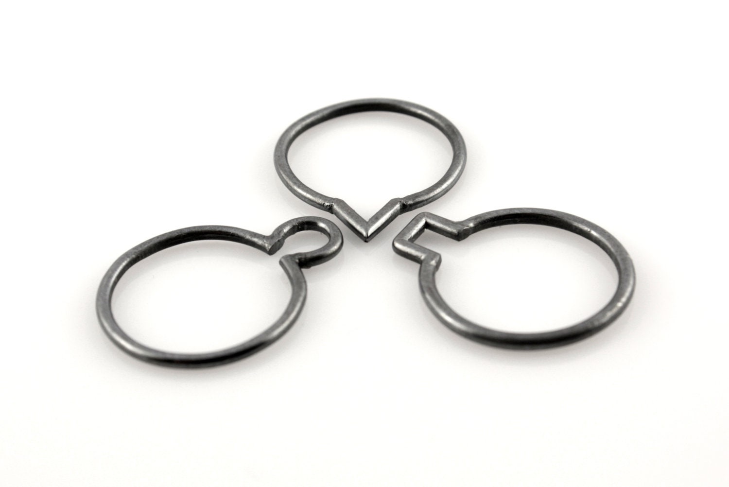 Set of oxidized stacking silver rings - trinity
