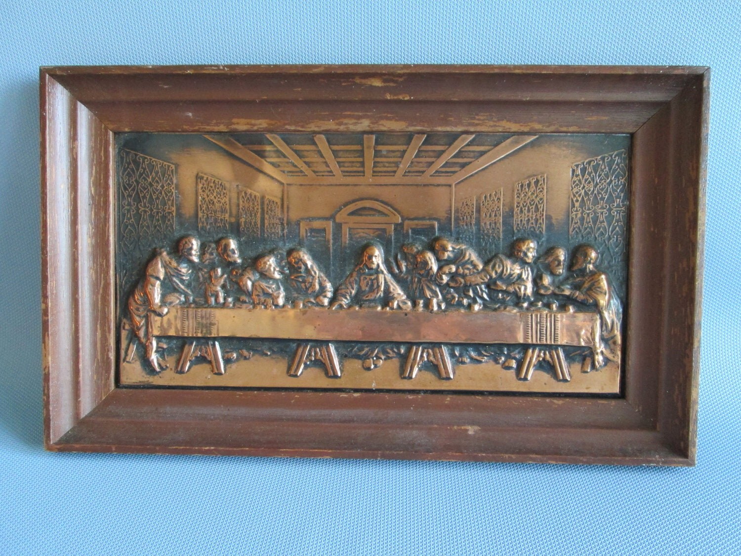 Vintage Last Supper Pressed Copper Framed By Midcenturymodone