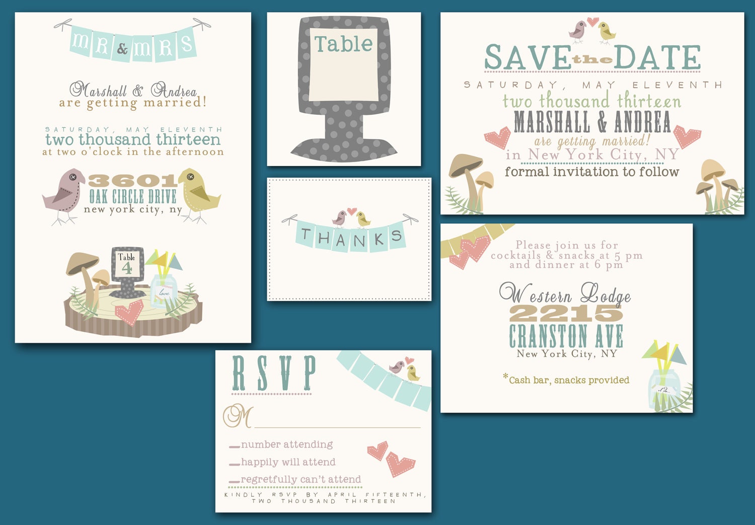 Wedding Invitation Suite Set - Printable, Custom - DIY Wedding - Woodland, Nature, Rustic, Modern