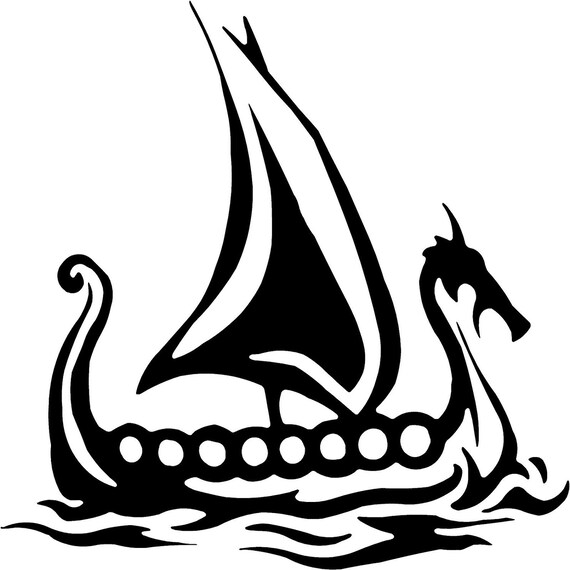 Set of 2 Viking Ship Decal 3.75x3.75 vinyl by Vinylxsticker
