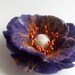 Hand felted flower pin, felted brooch, poppy flower, purple flower , "A little bit different poppy"