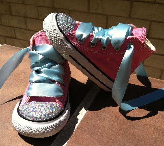 PRINCESS CINDERELLA SHOES - Swarovski Crystals - Sparkle Toes - Halloween costume - Pink Converse shoes- Sizes 2-13