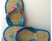 Blue Bling Flip Flops/Flip Flops/Sequins Slippers/Decorated Flip Flops/Bridesmaid Flip Flop/Handmade Designer Women Flip Flops or Slippers
