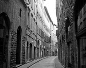 Florence empty street travel photography Italy B&W 12x12 print