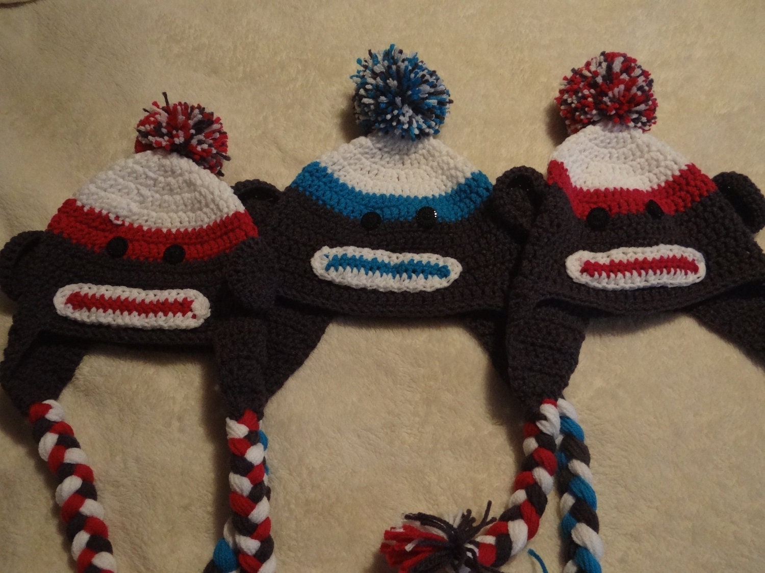 Sock Monkey Earflap Beanie Teen-Adult
