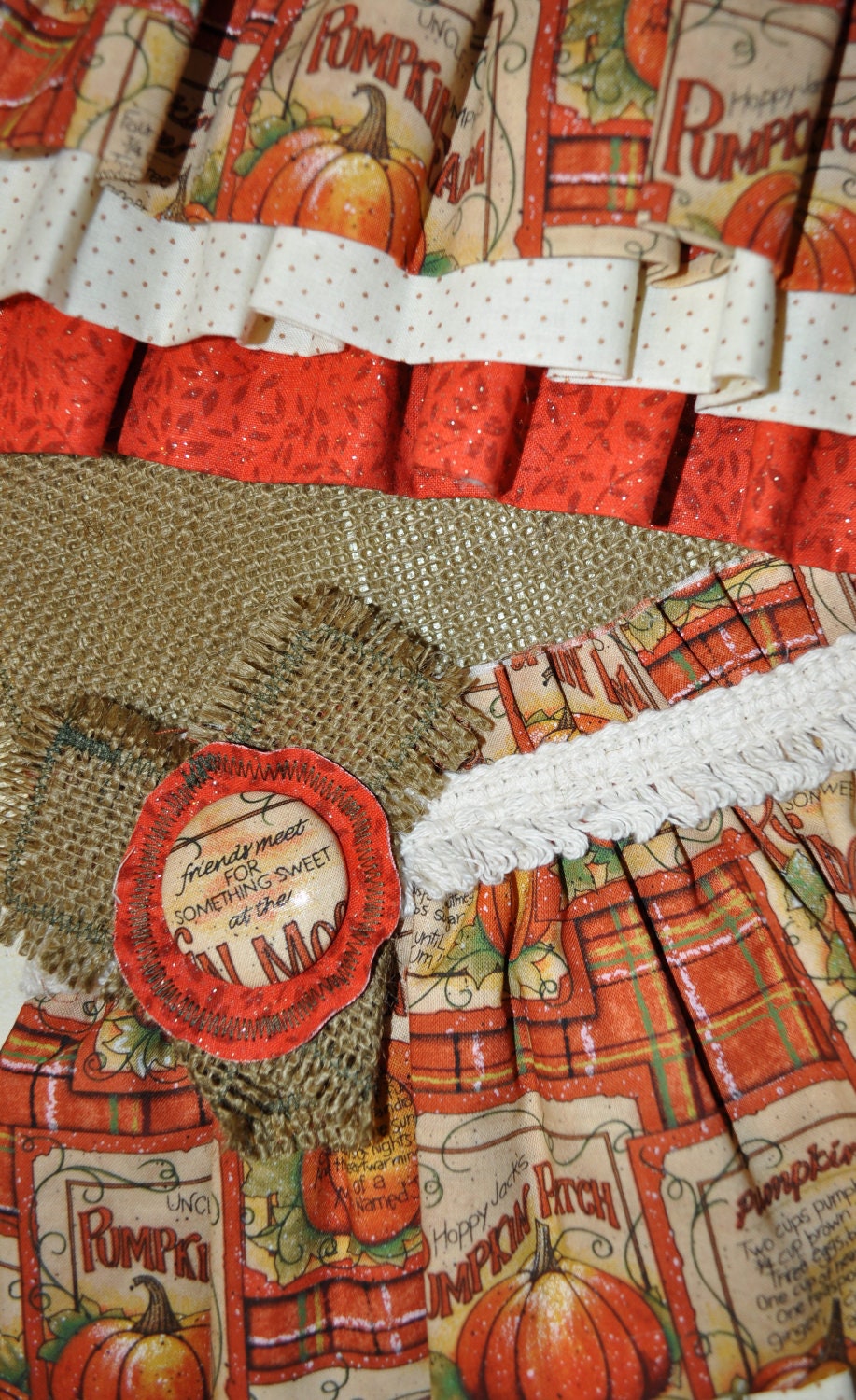 SALE Burlap Table Runner Pumpkin Holiday Thanksgiving Country Living Primitive Table Decor Handmade by picadillymarket