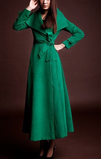 Green / Red / Black wool Jacket Women dress Autumn Winter Spring--CO018