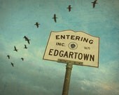 Vintage Edgartown Sign Photograph, Martha's Vineyard Retro Beach Photo, 8" x 12"