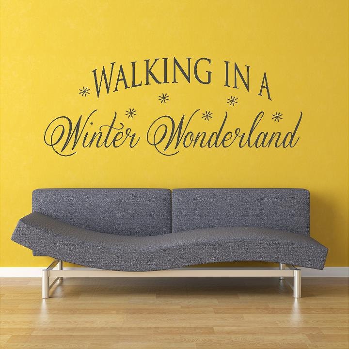 Vinyl wall decals Walking in a winter wonderland  Holiday Christmas  ornaments Family   Lettering wall words graphics Home decor