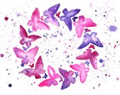 Watercolor Butterflies Illustration No. 1 - Fine Art Painting Decor Artwork Baby Print