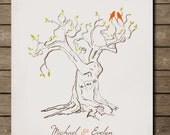 Personalized Custom Love Bird Family Tree Branch, Housewarming Gift, Wall Art Print 8 x 10 Custom colors and fonts