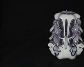 Hand Carved Purple Butterfly Cut and Curl Candle