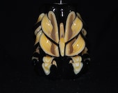 Hand Carved Candle -  Yellow and Black - Butterfly Cut and Curl Candle
