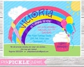 Rainbows & Cupcakes : ... Birthday Party Invitation OR Thank You Card ...Printable / Digital / You Print / DIY / jpg or pdf