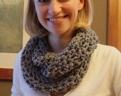 Thankful Infinity Cowl - Black, Gray, Purple, Yellow, or Teal - Chunky Look with Two-Stranded Yarn - Crochet