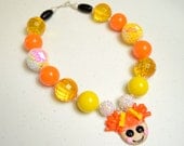 M2M Lalaloopsy dolls Handmade Chunky Necklace polymer clay pendant for girls 18 inches length