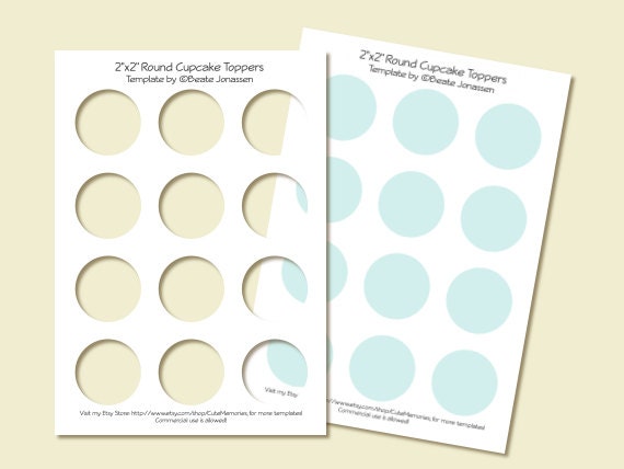Instant Download DIY Party template - 2"x2" Round Cupcake Toppers Il_170x135