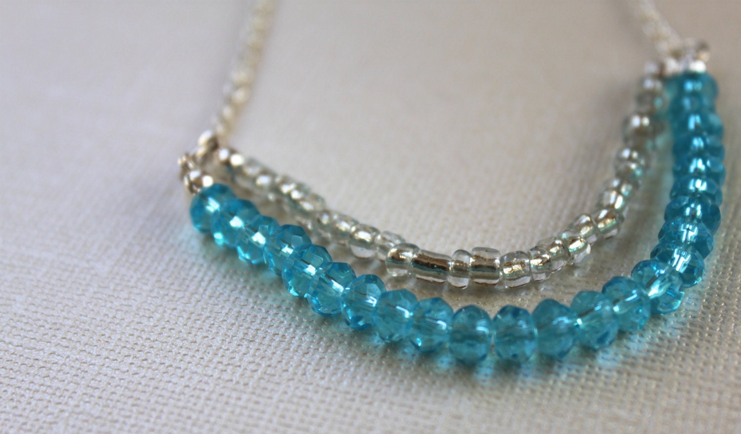 Double Strand Beaded Necklace with Gold or Silver Chain - Jewelry Gift Ideas