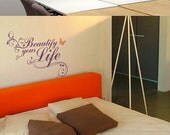 Words decal,vinyl lettering,word wall decal,vinyl word decals,BEAUTIFY YOUR LIFE decal,beautify life wall decal,butterfly wall art