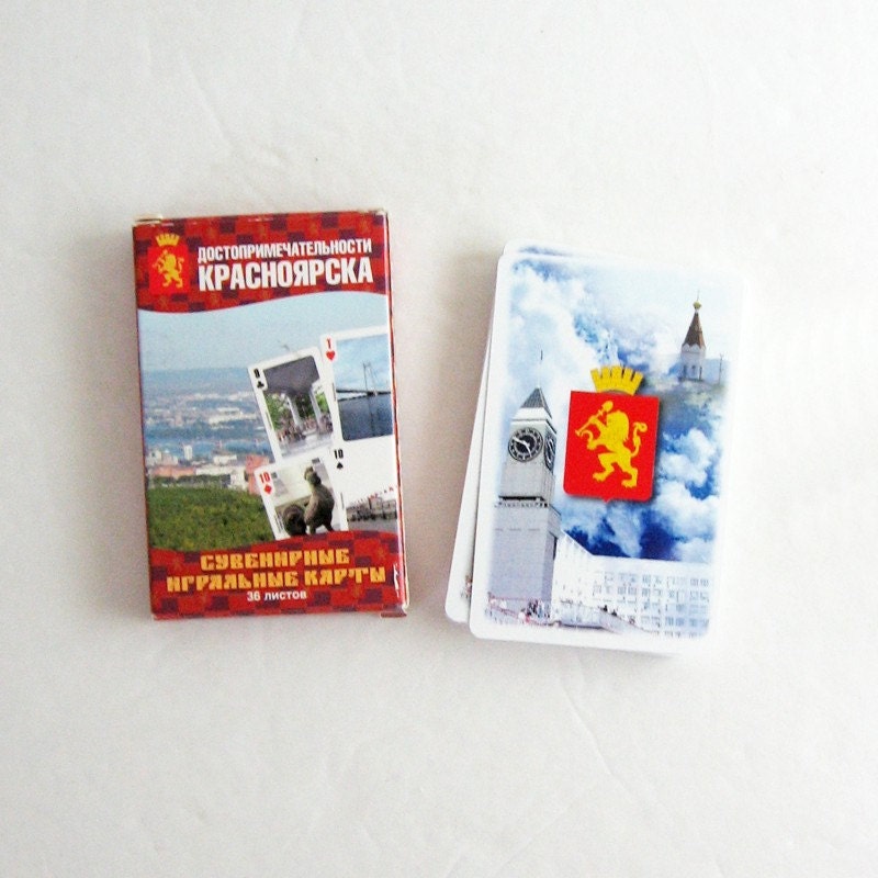 Vintage Cyrillic Russian Deck of Playing Cards - Photography Tourist Collectible Package Design