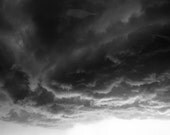 8x8 Black and White. Nature Photography. Storm in the morning light. Landscape Sky & Clouds. Metallic. 8" x 8" square. fine art photograph.