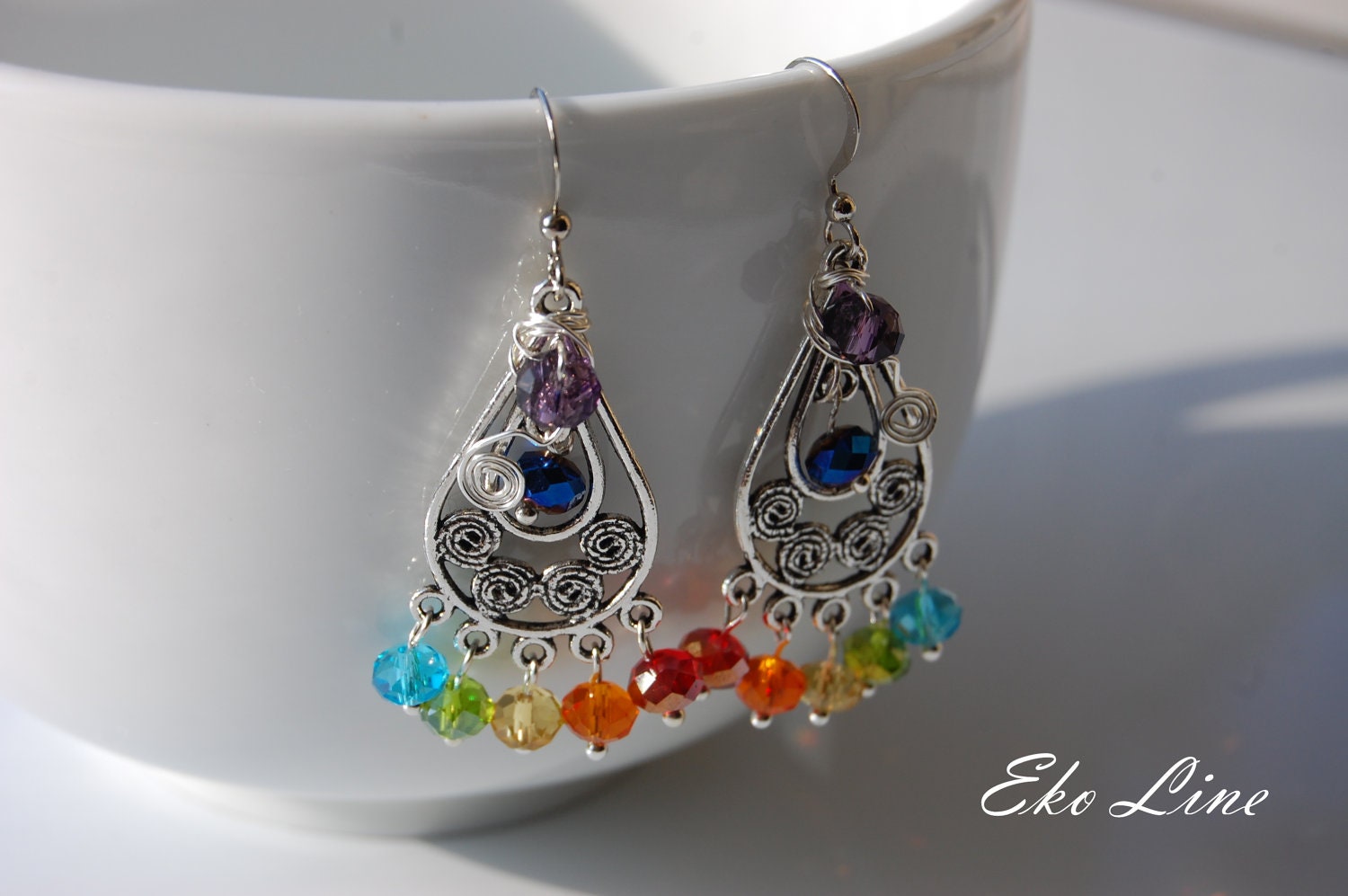 7 Chakra - Reiki  Crystal Earrings. Gypsy Boho Rainbow Goddess Chakra Earrings. Metaphysical Jewelry.