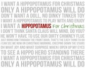 Christmas Print - I Want A Hippopotamus For Christmas - Subway Art - 11x14 - White, Aqua, Red