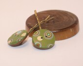Hair Pin Set, Bobby Pins, Polymer Clay Buttons, Hair Accessories, Green