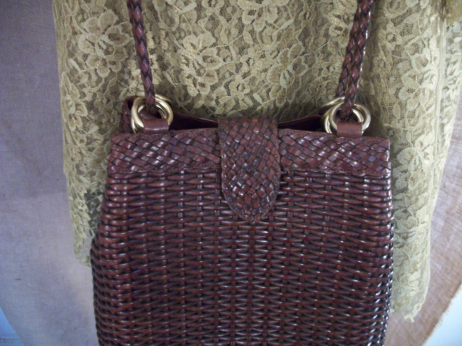 cem woven leather purse