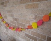 Felt Circle Garland - 8 feet - Pink, Yellow, Orange
