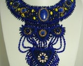 Lapis lazuli and swarovski rivoli collar neckpiece