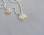 Personalized Custom Name Charm, Sterling Silver Mommy Pendant, Hand Stamped Necklace 5/8 inch Diameter Disc Gift